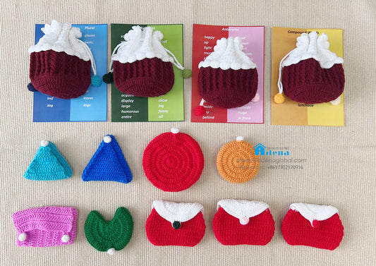 Handcrafted & Educational Crochet Bags with Grammar Words Cards