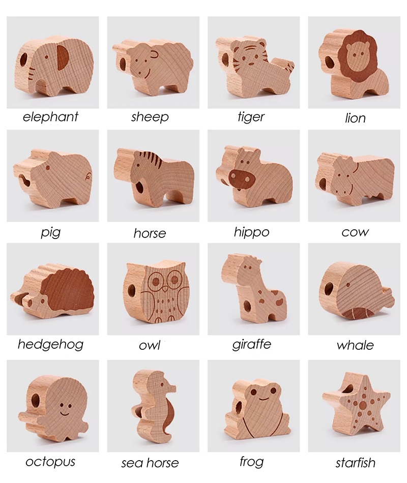 Wooden Animals Threading Set