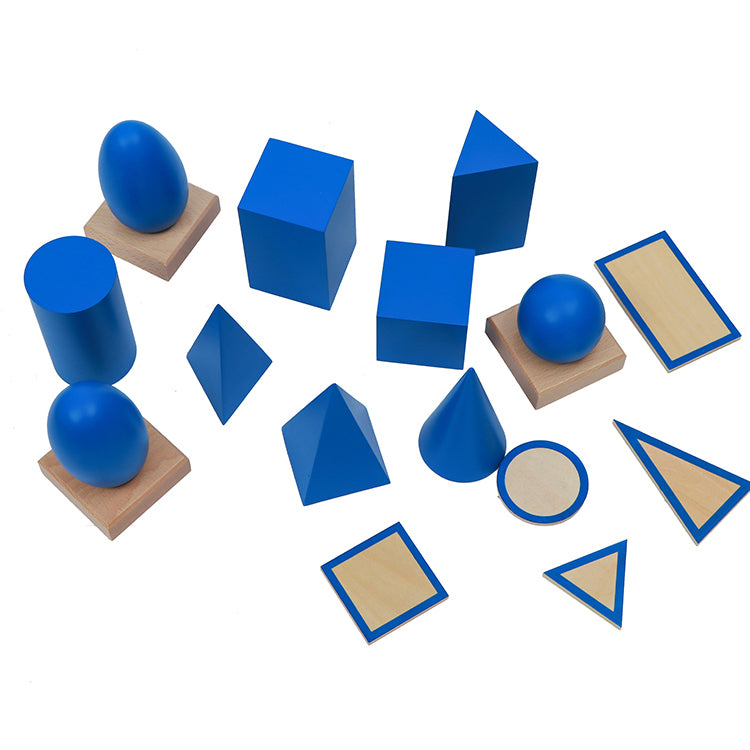 Geometric Solids with Stand, Bases, and Box