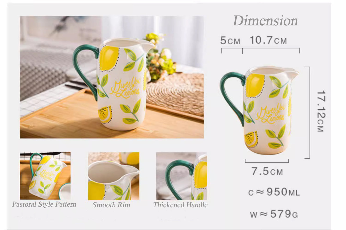 Ceramic Creamer / Pitcher / Kettle 950ml
