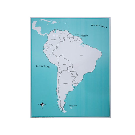 Labeled South America Control Map -PVC