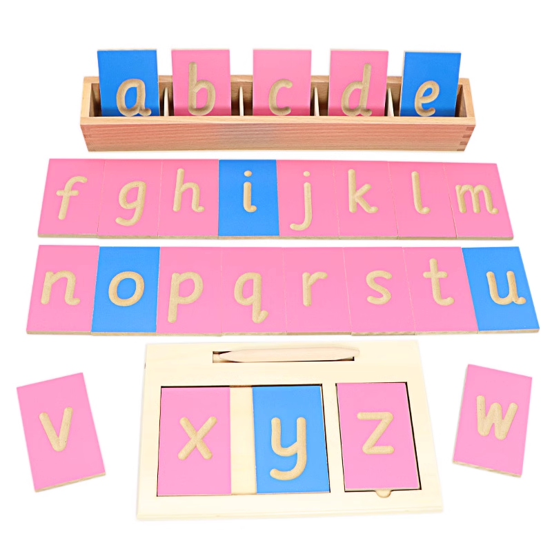 Mini Grooved Letter Tiles: Lowercase with Tray and Stylus