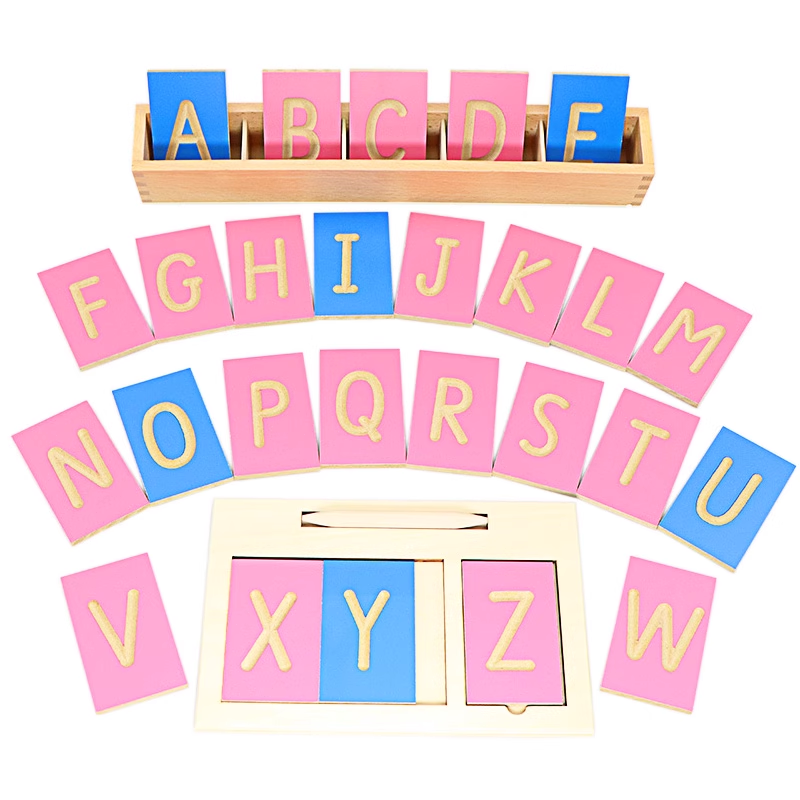 Mini Grooved Letter Tiles: Uppercase with Tray and Stylus