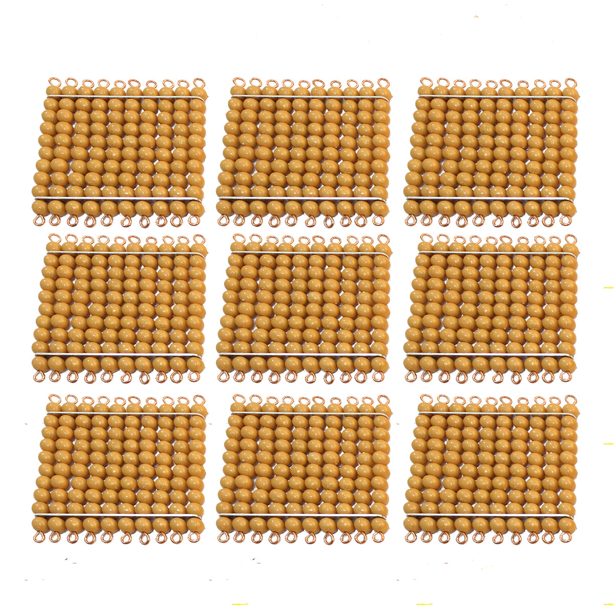 9 Golden Bead Squares of Hundred